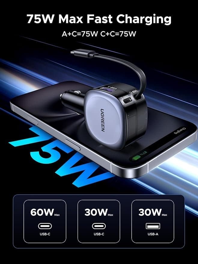 CARGADOR DE AUTO UGREEN 75W alternate view