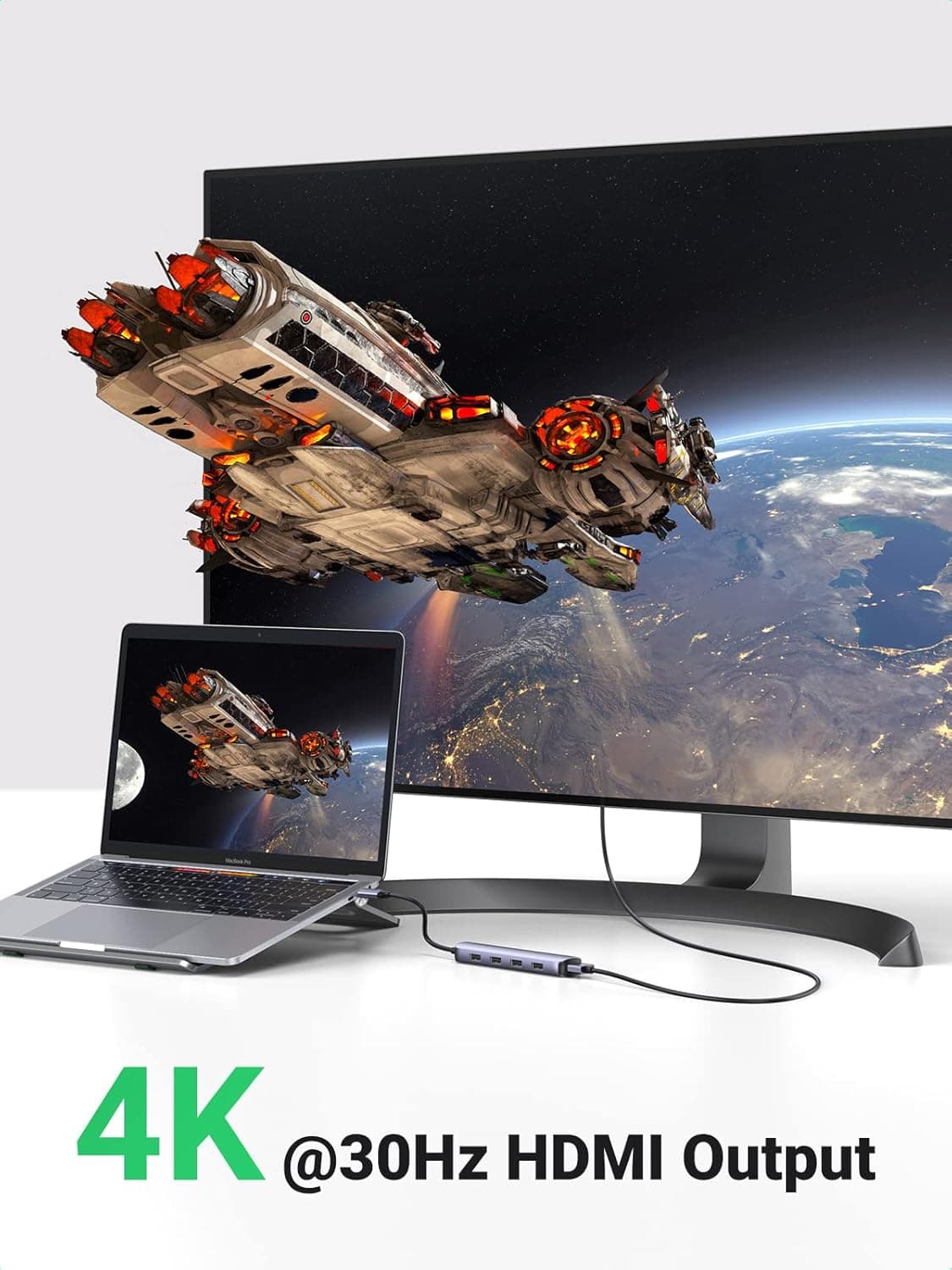 HUB USB C, HDMI DE 4K A 30 HZ CON 4 PUERTOS USB 3.0 alternate view
