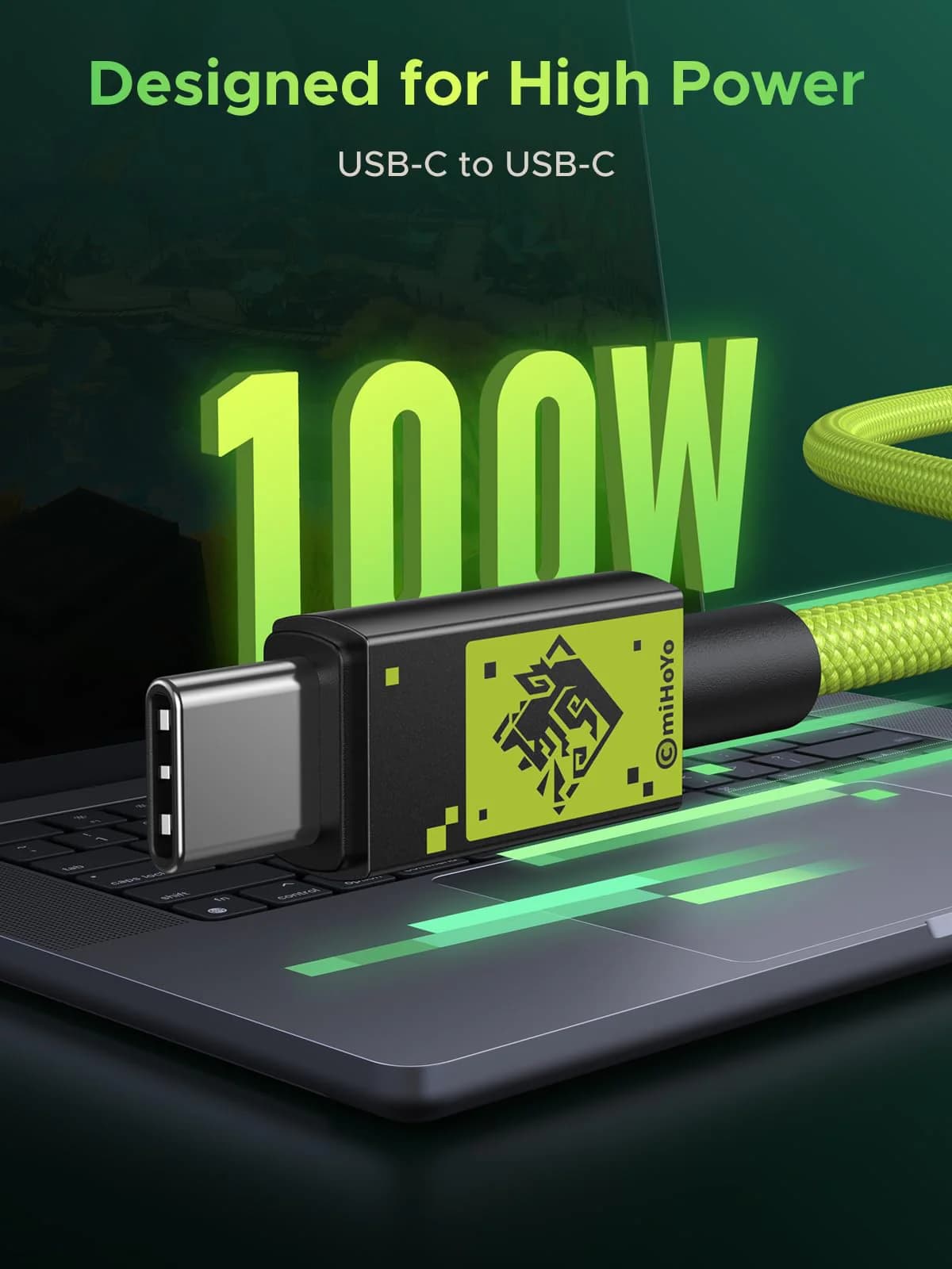 CABLE USB-C DE 100 W DE CARGA RÁPIDA, DISEÑO GENSHIN IMPACT KINICH alternate view