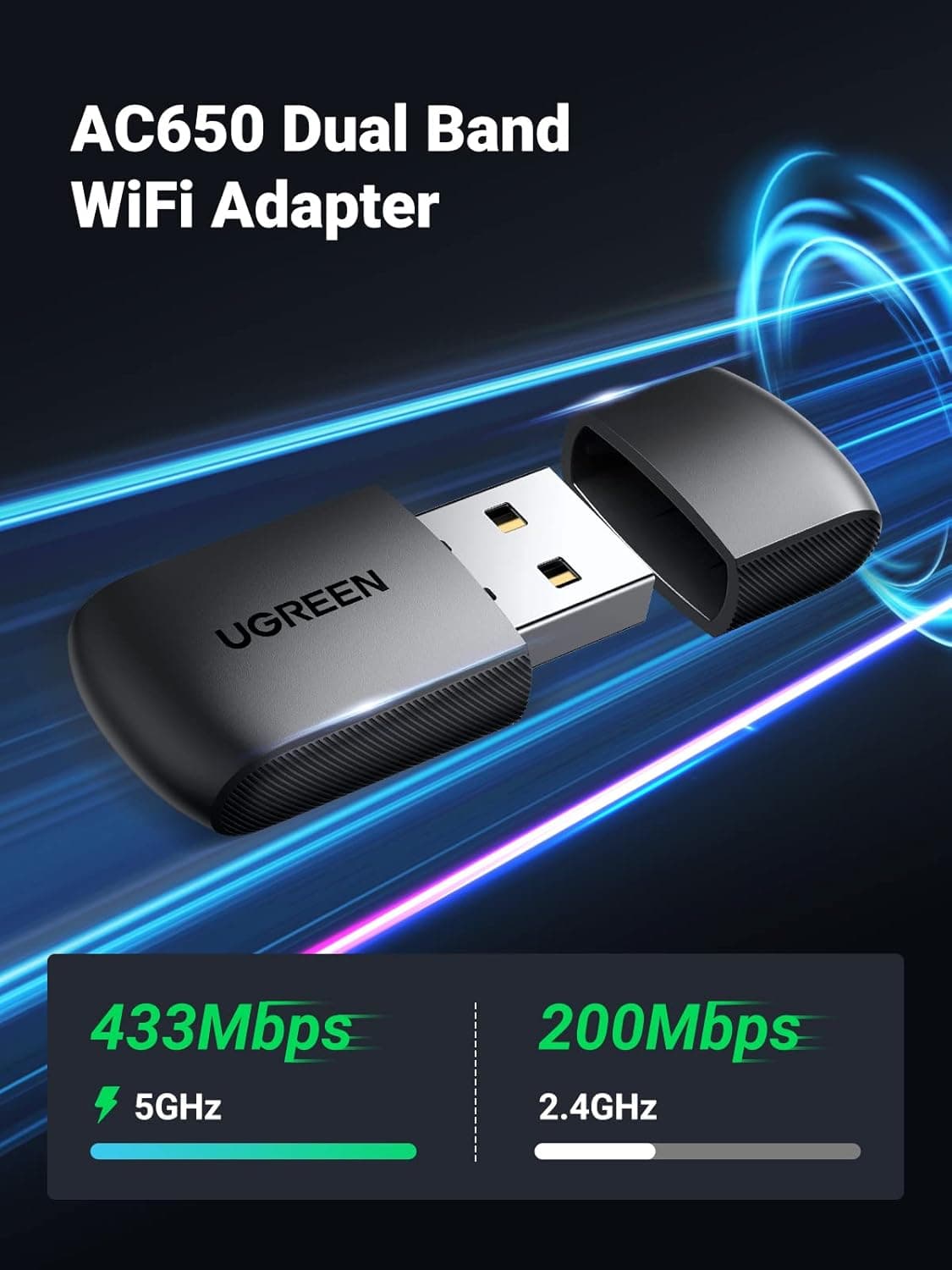 ADAPTADOR USB WIFI PARA PC DE ESCRITORIO 5G 2.4G DUAL BAND WIFI alternate view