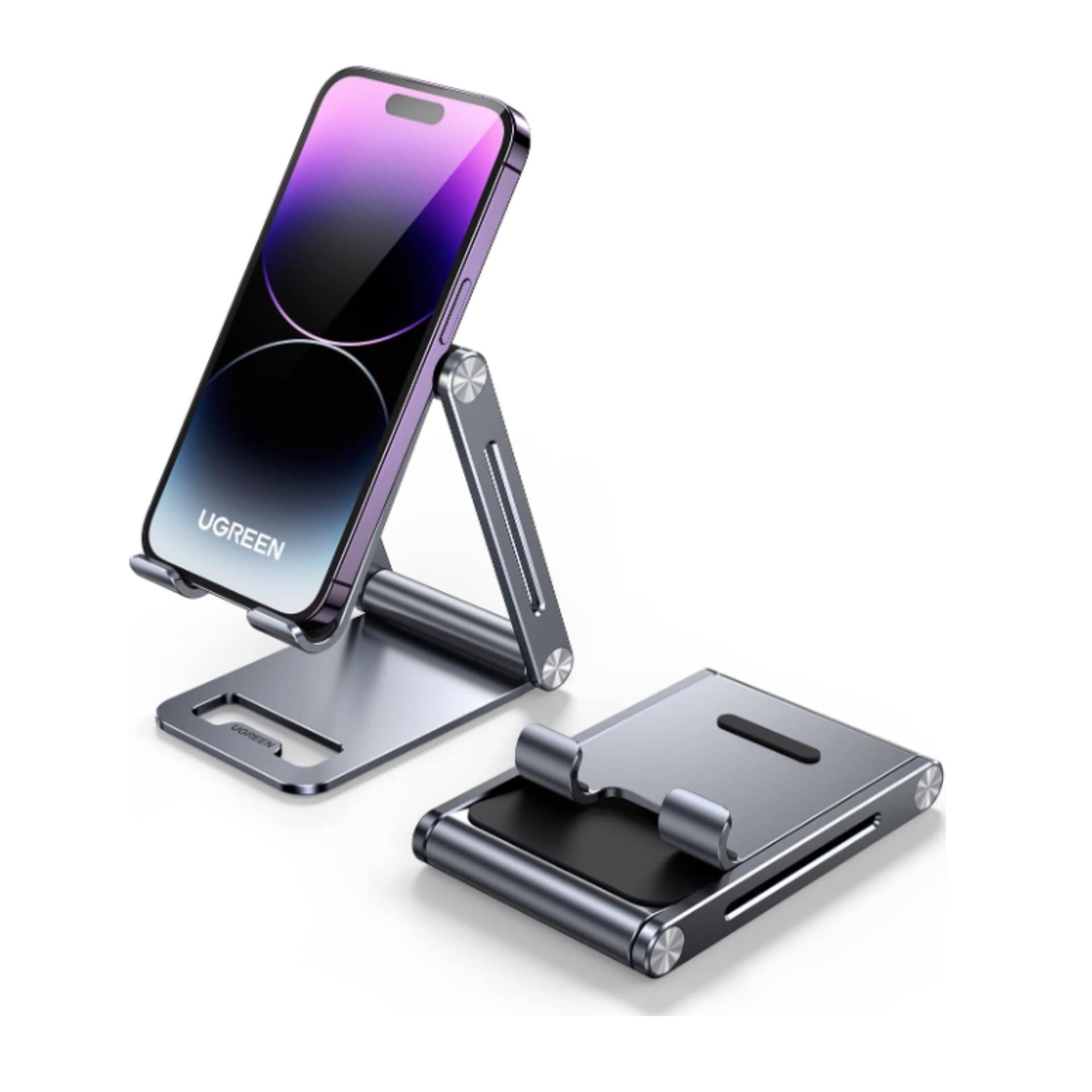 SOPORTE PARA CELULAR, UNIVERSAL MULTIÁNGULO AJUSTABLE DE ALUMINIO
