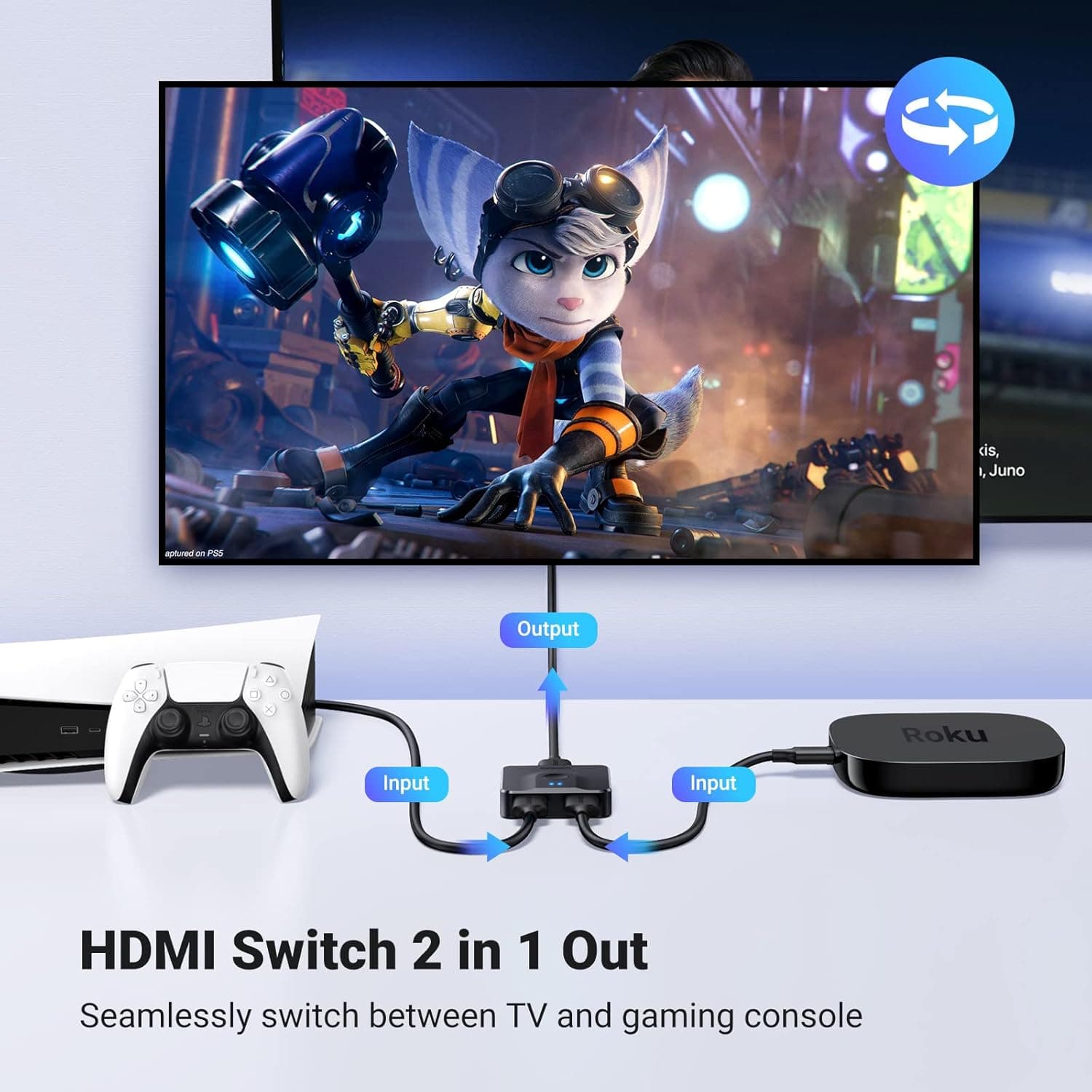 CONMUTADOR HDMI 4K@60HZ, DIVISOR HDMI BIDIRECCIONAL 2 EN 1 DE SALIDA alternate view