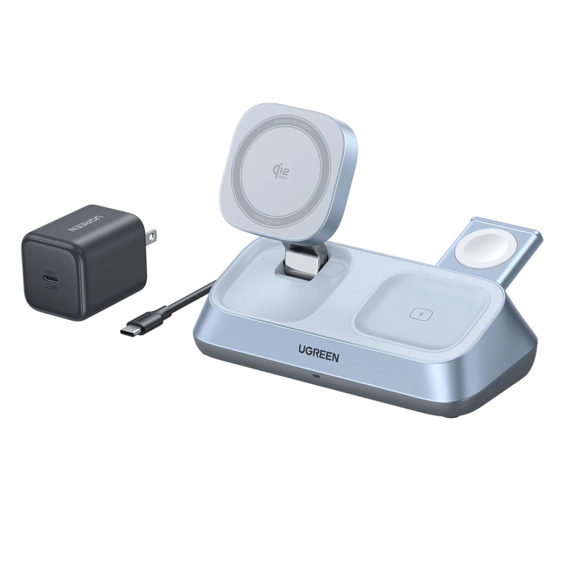 UGREEN MAGFLOW 3-IN-1 MAGNETIC WIRELESS CHARGER QI2 25W